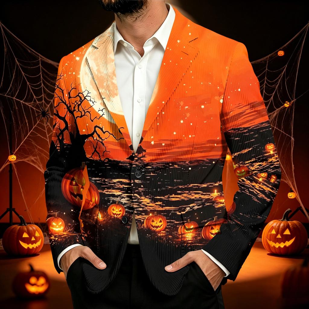 Herren Corduroy Business Casual mit Halloween-Print für Partys und den täglichen Gebrauch