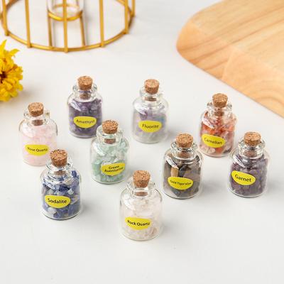 9 Flaschen Mini-Edelsteinflaschen Chip Kristallheilung Trommelstein Reiki Wicca Steine Set Halbedelstein Steine Dekor