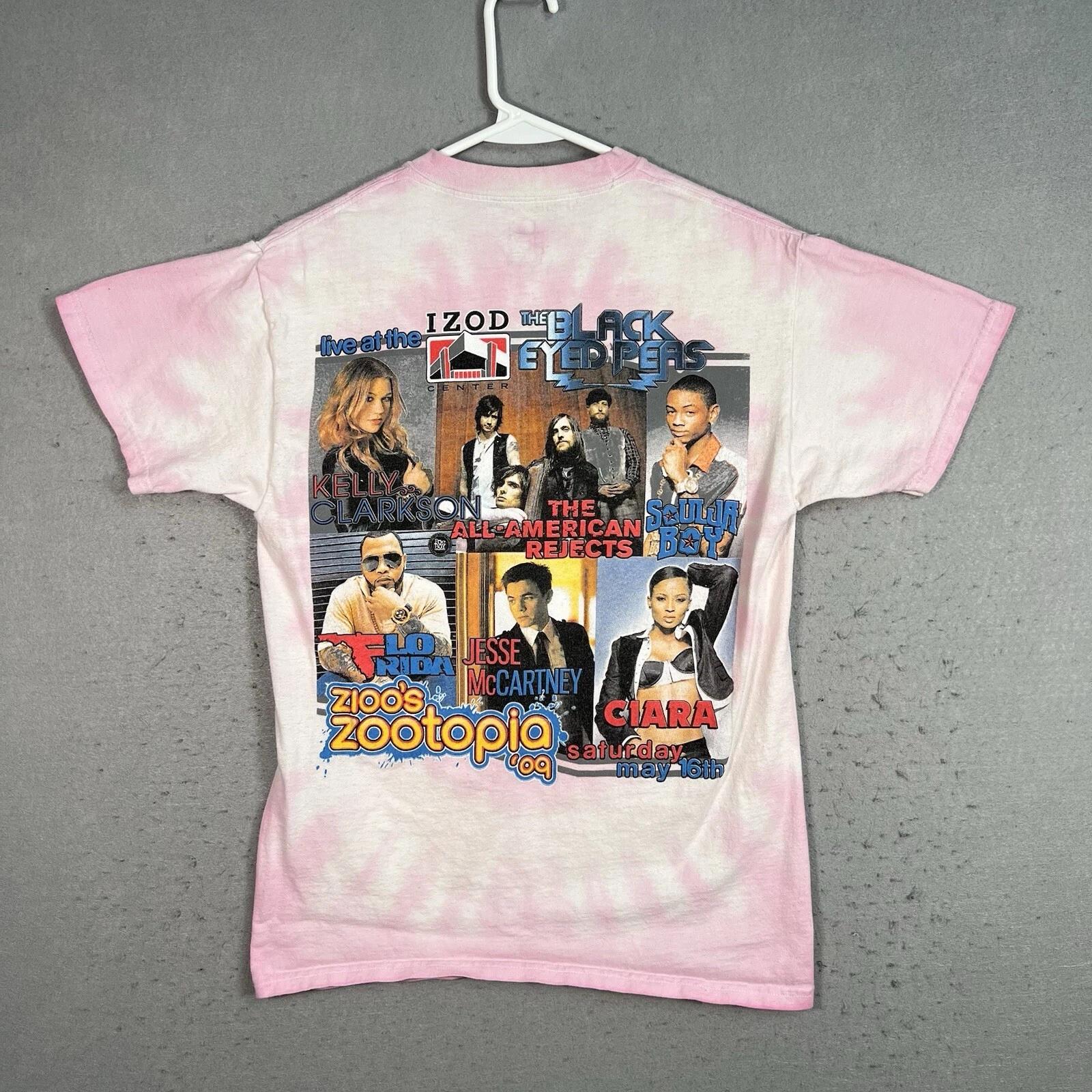 

2009 Z100 Zootopia Black Eyed Peas Soulja Boy T Shirt Adult Small Pink Tie Dye L