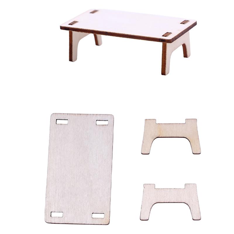 2Pcs 1:12 Dollhouse Miniature Table Splice Desk Stool Furniture Home Model Decor Toy Doll House Accessories