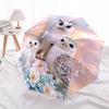 1 PC Automatic Folding Umbrella - Magical Snowy Owl Pattern, Portable & Foldable Design with 8 Ribs, Christmas Birthday Gifts