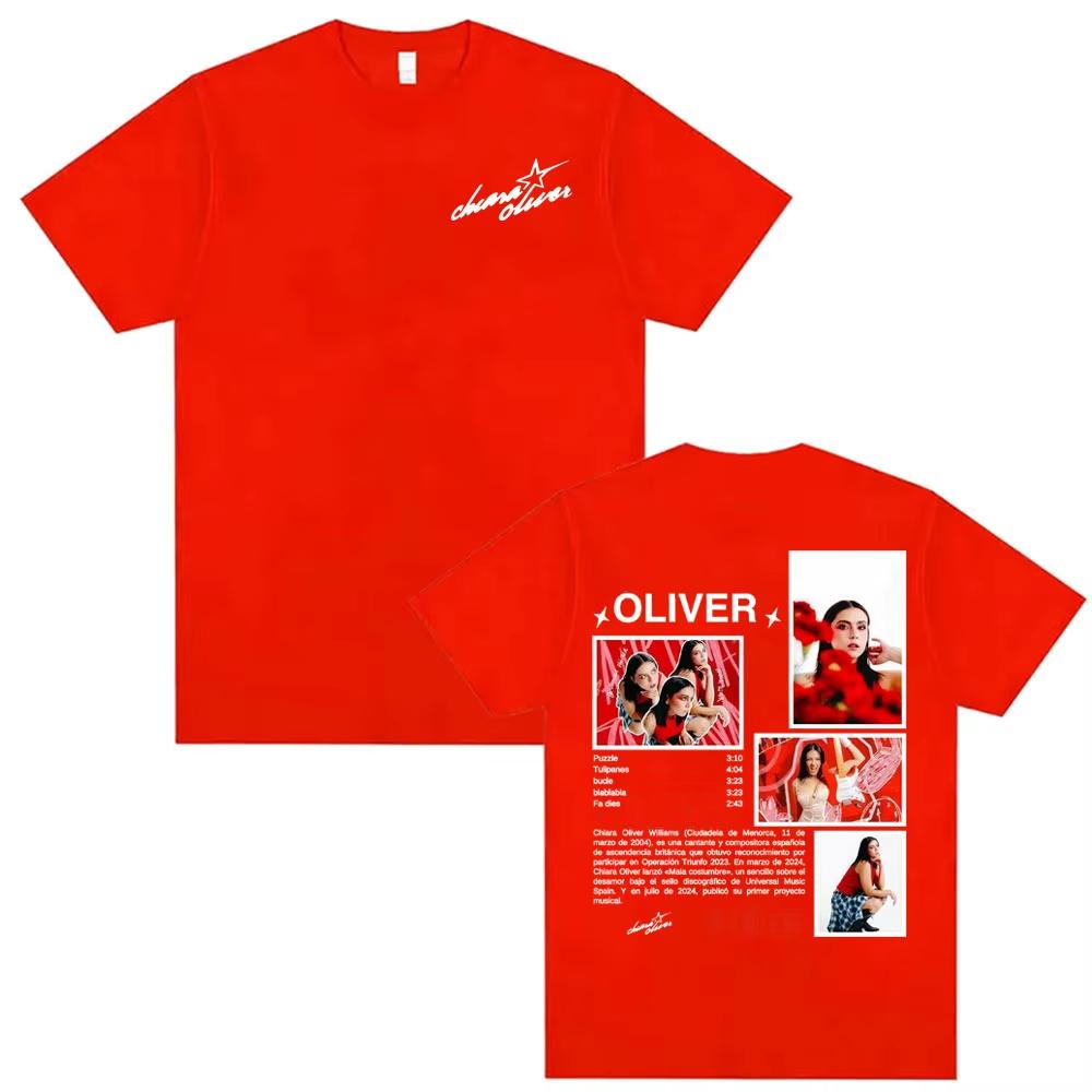 Camiseta de Tour del Álbum Puzzle de la Cantante Chiara Oliver Unisex Ropa para Mujer Moda Estética Camisetas Casuales Cuello Redondo Camiseta de Algodón