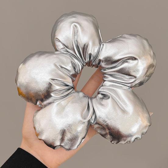 Hair Rope Five-Petal Flower Soft Elastic Band Glossy Surface Hair Tie Bun Meatball Hair Rope Hair Accessories