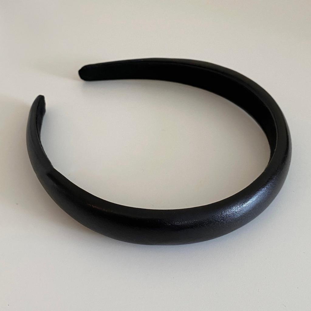 

Новая Мода Однотонные Резинки для Волос Девочки Повязки на Голову Черный Серебристый Искусственная Кожа Губка Резинки для Волос Обруч для Волос Аксессуары для Женщин