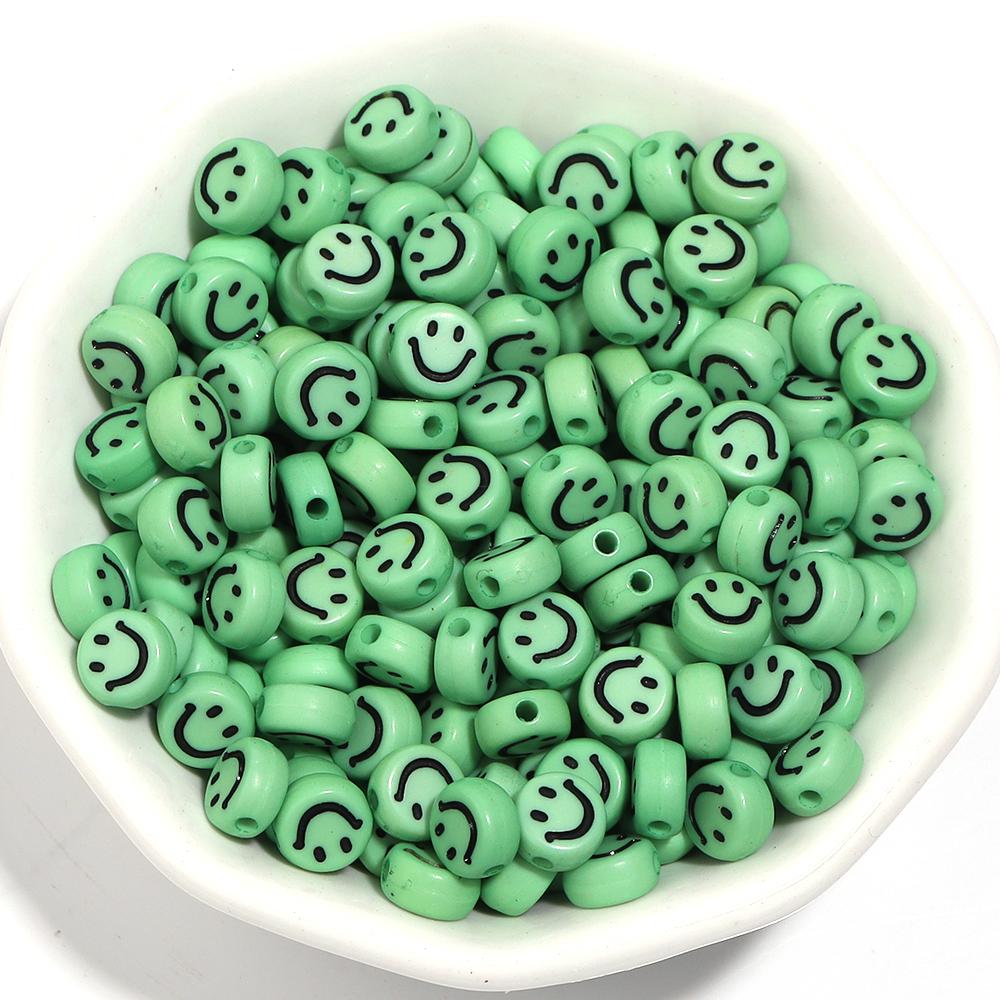100pcs 7mm Acrylic Smile Face Beads Multicolor Round Shape  Loose Spacer Bead for Jewelry Making DIY Charms Bracelet Necklace