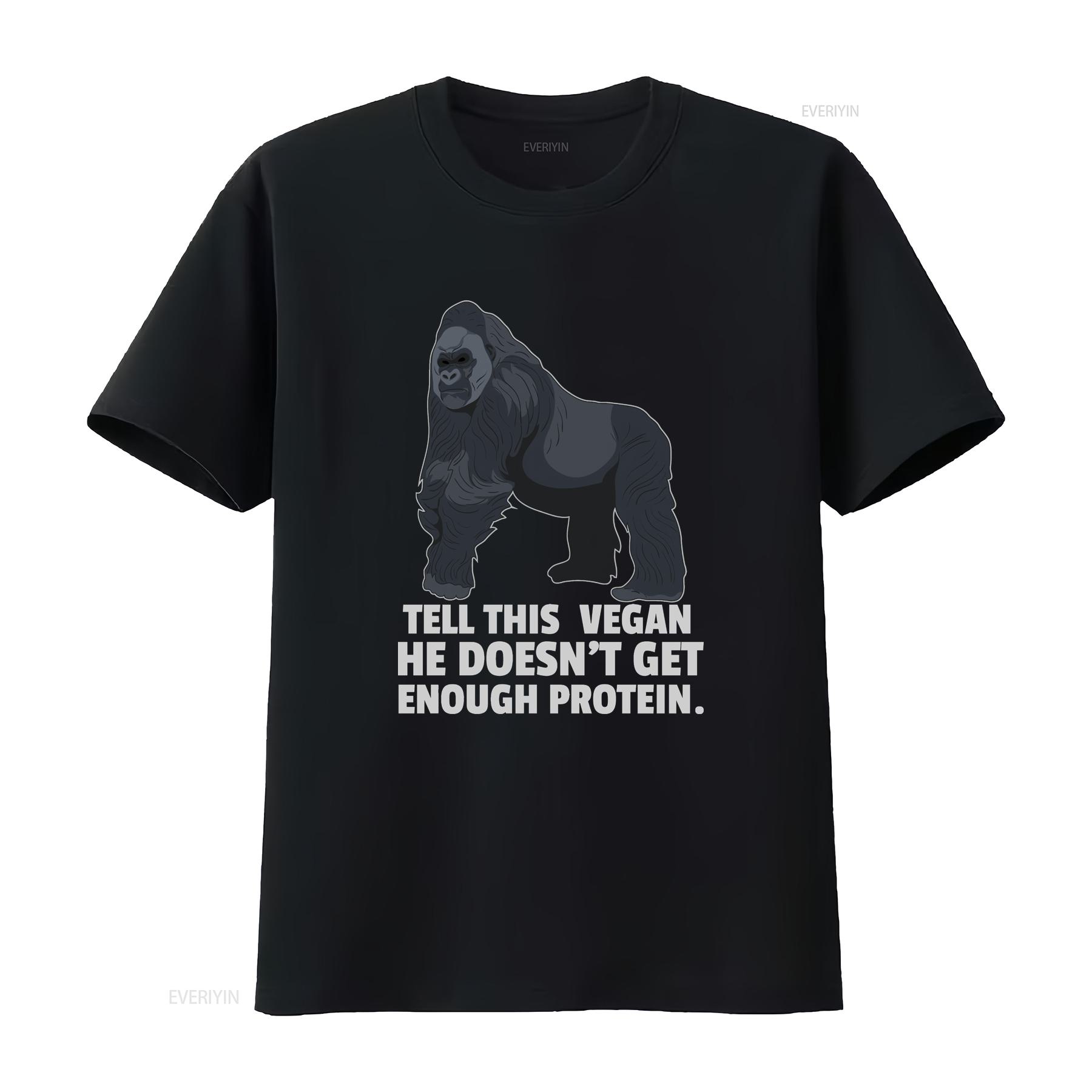 

Vegan T Shirt Clothing Vegetarian Clothes Veganism Tell This He Doesnt Get Enough Protein vintage Washed Comfortable 4XL