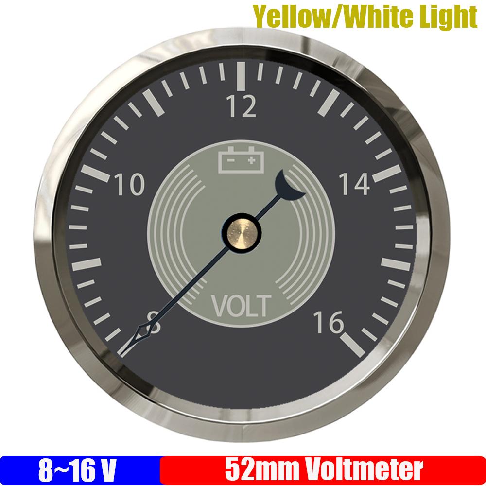 ZMFJH Retro Pointer 52MM Gauge 0-190ohm Fuel Level Oil Pressure Water Temperature Voltage Red Yellow Light for Car Boat Yacht