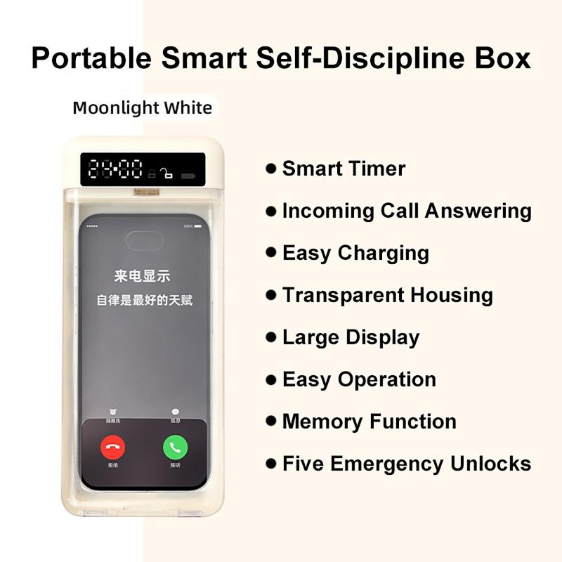 Student Phone Time Manager Transparent Phone Lock Box with LCD Display Screen Adults Students Self-Discipline Tools Phone Locker