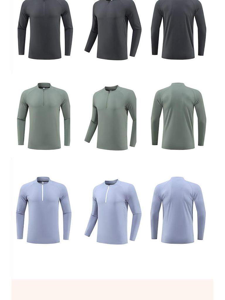 Di Jia Sports Schnelltrocknendes Langarm-Fitness-Schweißshirt mit halbem Reißverschluss für Outdoor-Laufen und Radfahren