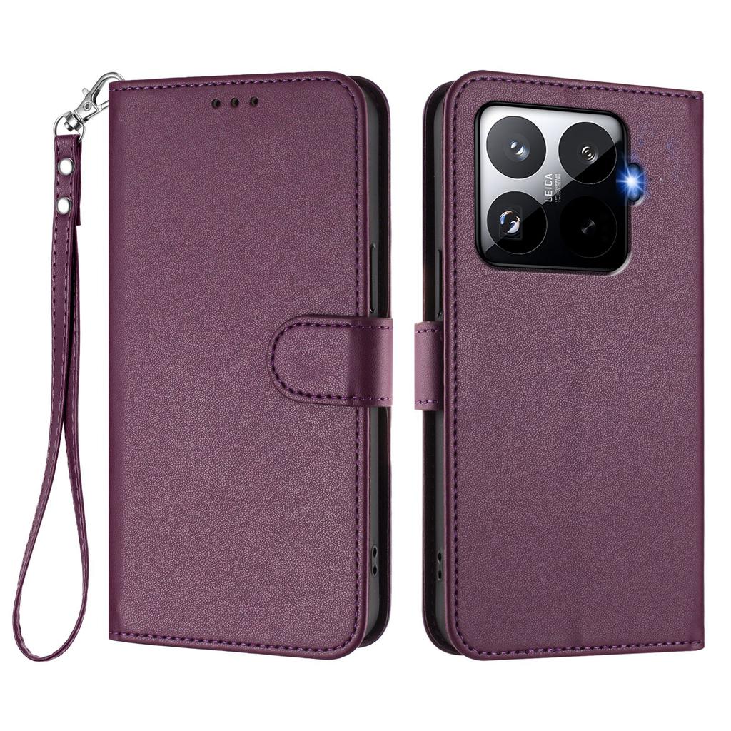 For Xiaomi 15T Pro Leather Case Wallet Stand Phone Cover with Wrist Strap