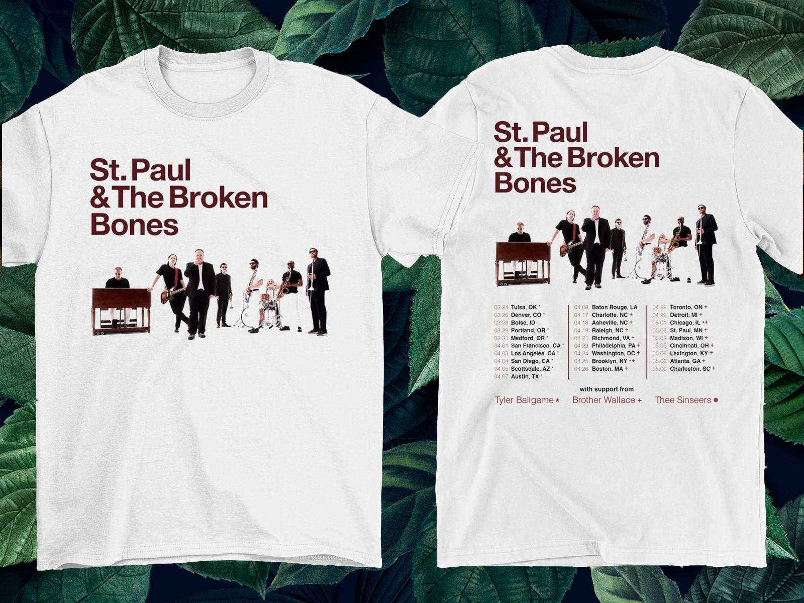 2 Sides St Paul and The Broken Bones 2026 Tour Shirt White S-5XL 2B0228 Unisex T-Shirt S