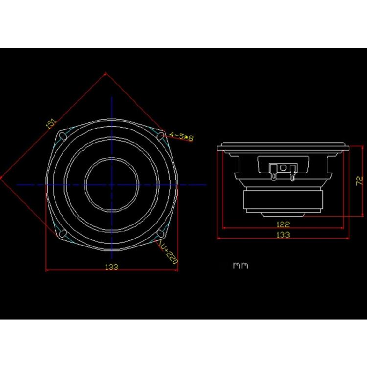Compact 5.25" Component Speaker 4Ohm 8Ohm 120W Crisp and Balanced Sound