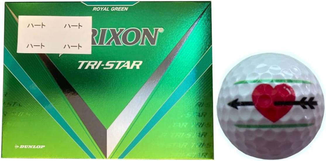 [HappirakiGolfLine] Мячи для гольфа Dunlop Srixon TRI-STAR 2024, с разметкой (RG 1 дюжина, Сердце)