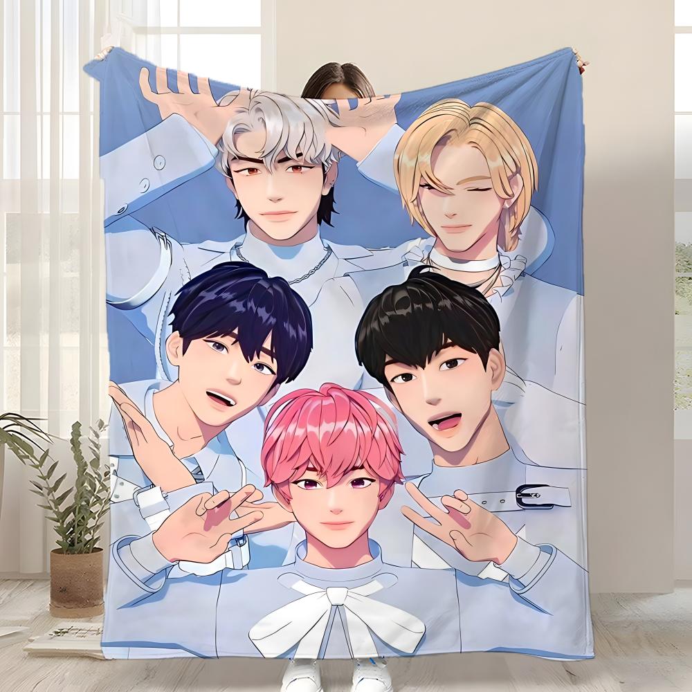 

Kpop P-PLAVE Throw Kid-Friendly Flannel Throw Blanket Soft Warm Anti-Static Washable All Season 75x90cm