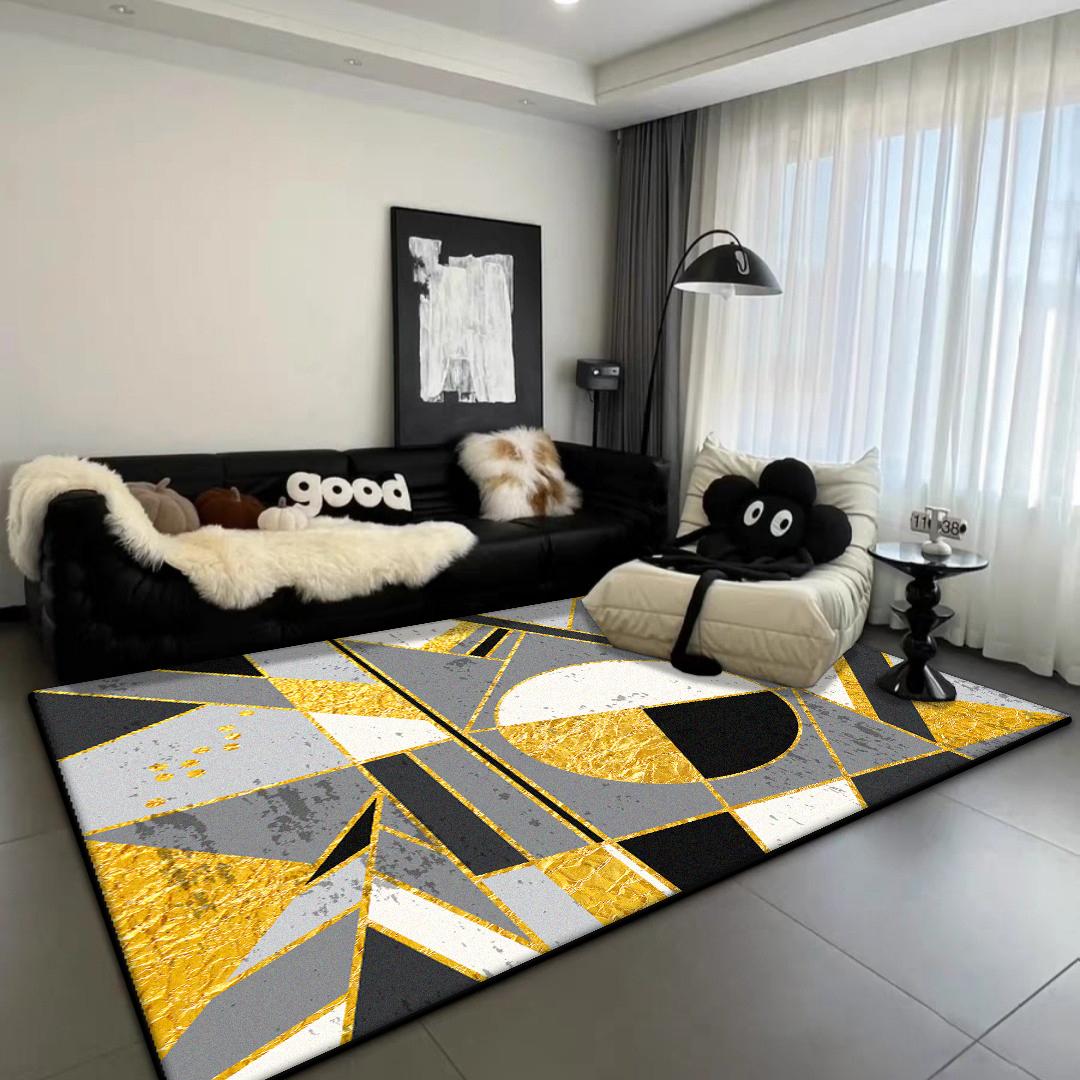 

Modern Light Luxury Carpet for Living Room Geometric Decoration Sofa Soft Large Rugs Bedroom Bedside Fluffy Floor Mat Non-slip 60x90cm