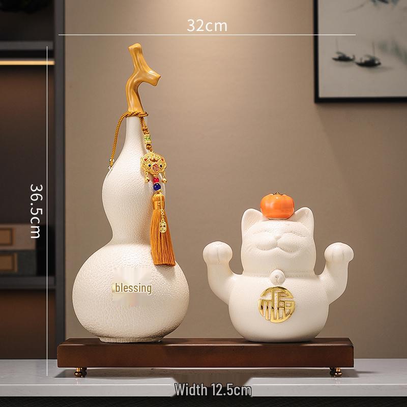 Double Fortune Gourd Ornament for Home Decor: Entrance, Hallway, Living Room, or TV Cabinet