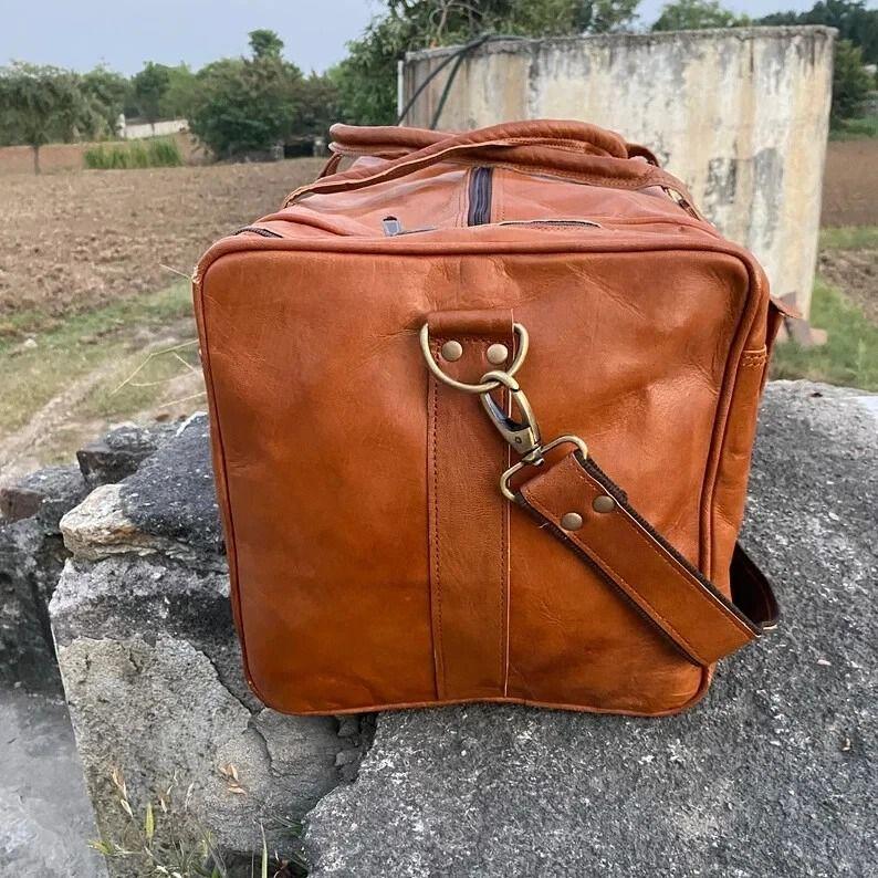 Genuine Leather 'Vintage Gym Weekend Bag Travel Duffle Overnight Luggage Men'