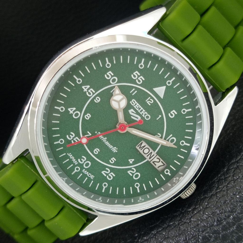 VINTAGE REFURBISHED SEIKO 5 AUTOMATIC 6309A JAPAN MENS GREEN WATCH a442320-5