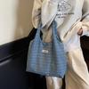 Color Splicing Contrasting Color Shoulder Bag Trendy Personality Lightweight Portable Cloth Bag Shopping Commuter Women's Bag