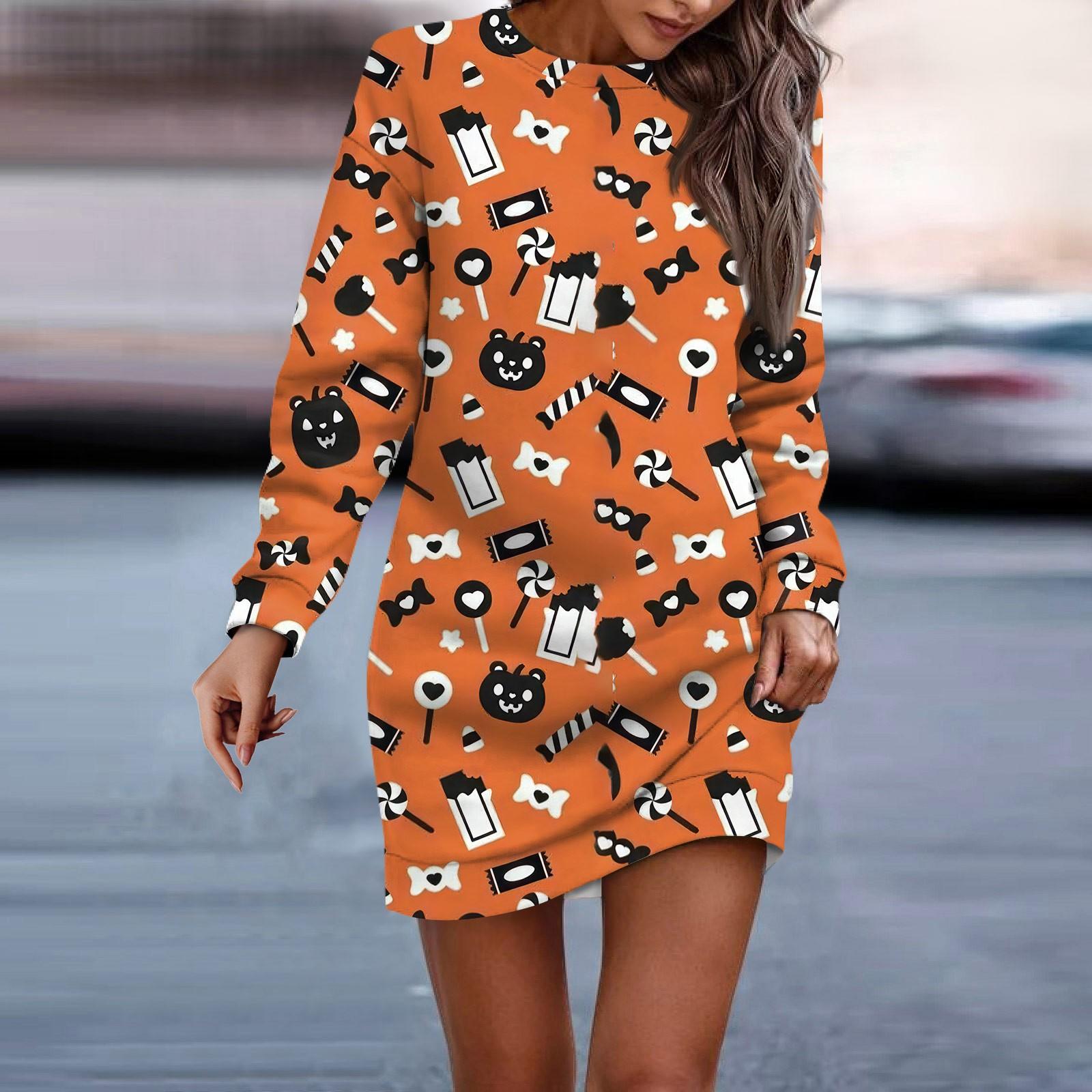 Женское платье-свитер с круглым вырезом и длинными рукавами на Хэллоуин M винный — фото 7