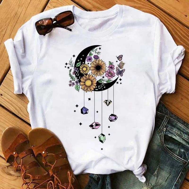 

Maycaur Women s T-shirt Casual Sunflower Butterfly Pattern Print Comfortable Casual Women s Clothing Black Top Aesthetic Clothes 4XL