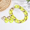 Fashion Simple Anti Tarnish Stainless Steel Jewelry Sets for Women,gold Plated Quality Resin Multi Color Necklaces/Earrings