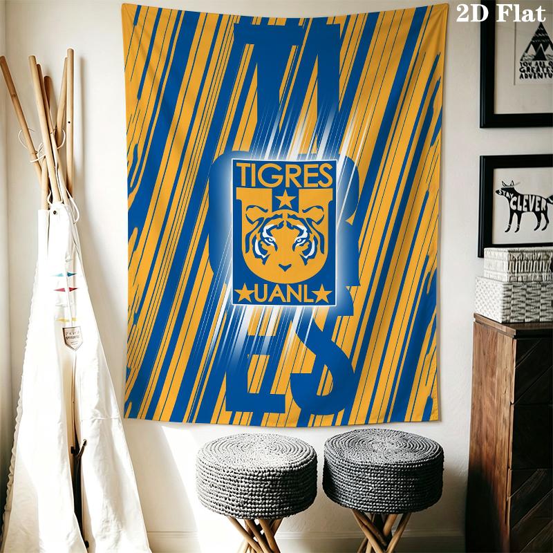 Tigres UANL Wall Tapestry Aesthetic Wall Hanging Printed Fabric Blanket Decorative Tapestries for Bedroom Living Room Home Decor