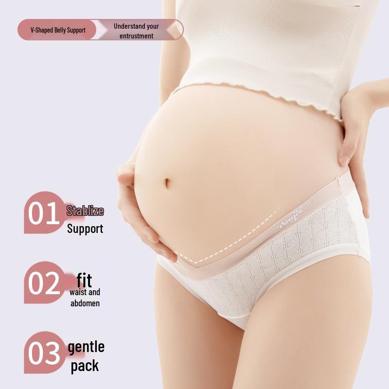 V-Neck Low Waist Maternity Underwear with Antibacterial Pure Cotton Crotch - Ideal for All Pregnancy Stages