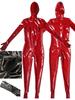 Nass-Look PVC Catsuit Bodystocking 3D Brust Glänzendes PU-Leder Reißverschluss Offener Schritt Bodysuit Strumpfhose Leotard Einteiliger Zentai Jumpsuit