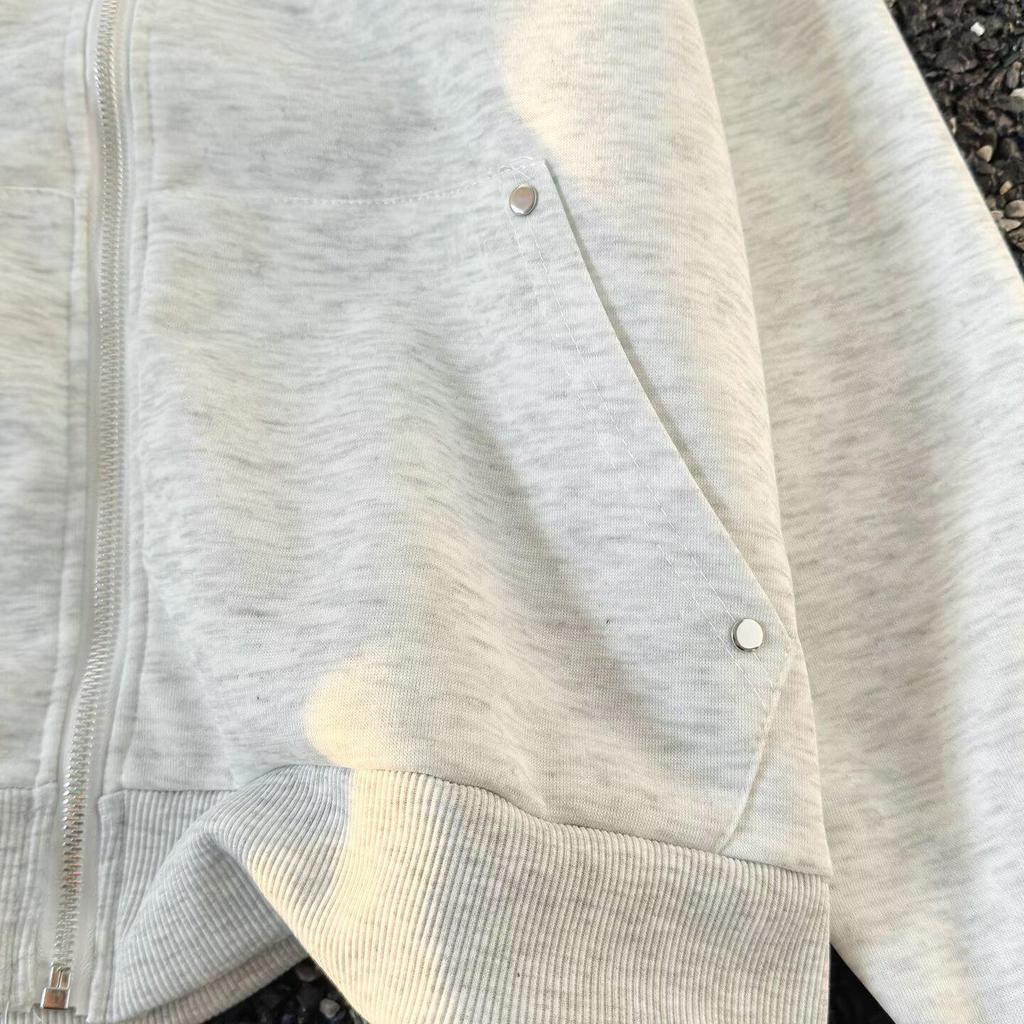 Unisex Spring Shoulder Padded Jacket: High Street Cool, Zipper Accents, Fashion Hoodie Cardigan