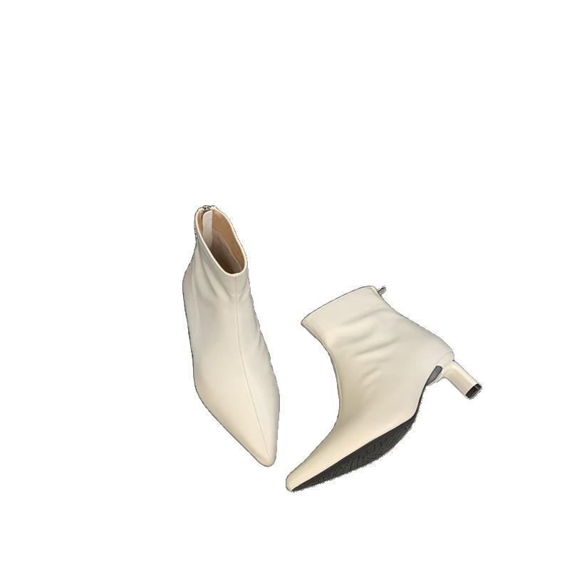 2025 new autumn and winter zipper retro brown suede Korean small ankle boots thin boots square head thick heel short boots women