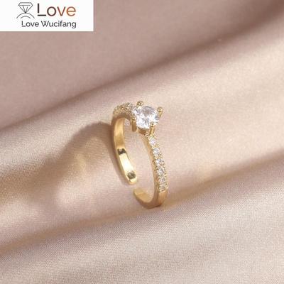 Модні ювелірні вироби з новим дизайном Південної Кореї, 14-каратне золоте покриття, просте повне цирконове кільце, елегантне жіноче регульоване кільце, що відкривається