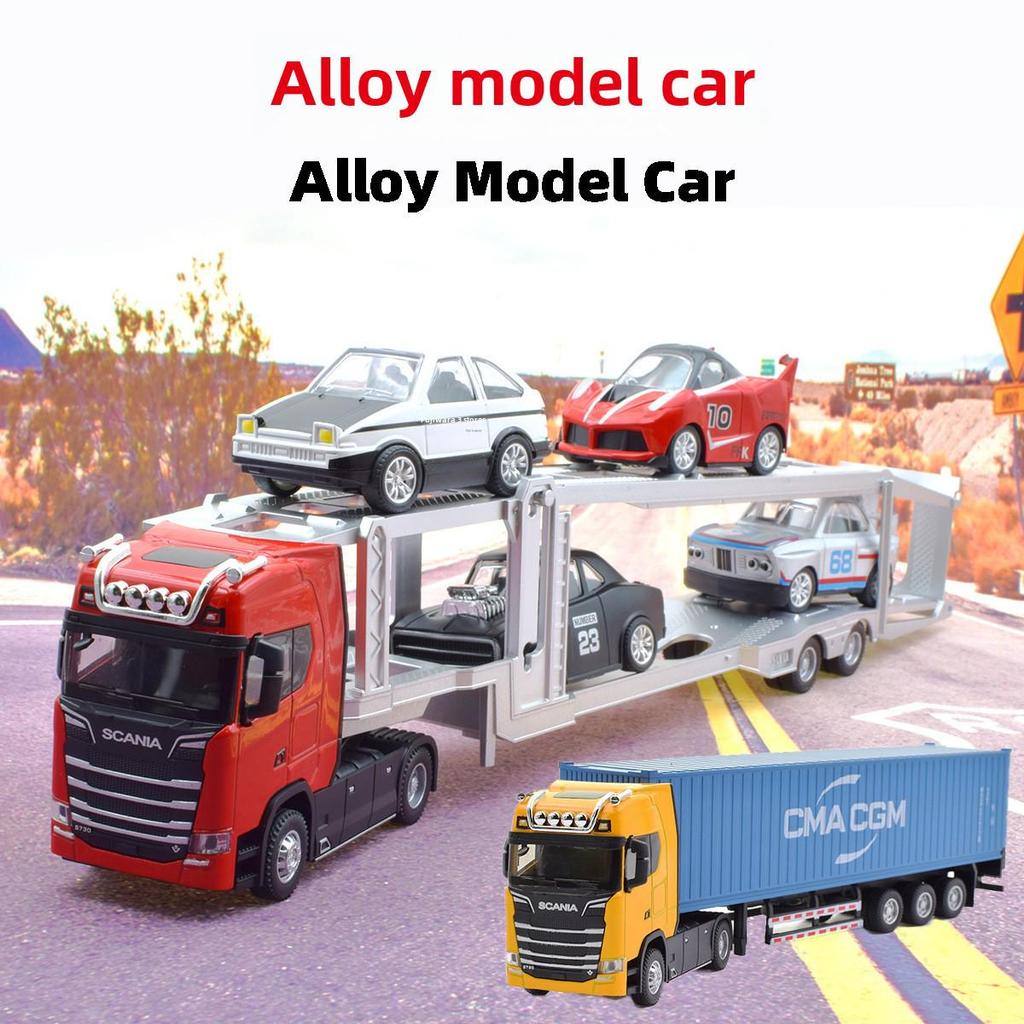 Scania Alloy Container Truck Model - Double-Layer Semi-Trailer Toy