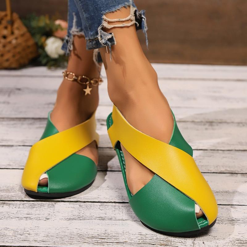 Literary Retro Women Sandals Soft Sole Casual Girl Ugly Cute Shoes Summer New Flat Heel Peep Toe Sandals Minimalist Rome Shoes