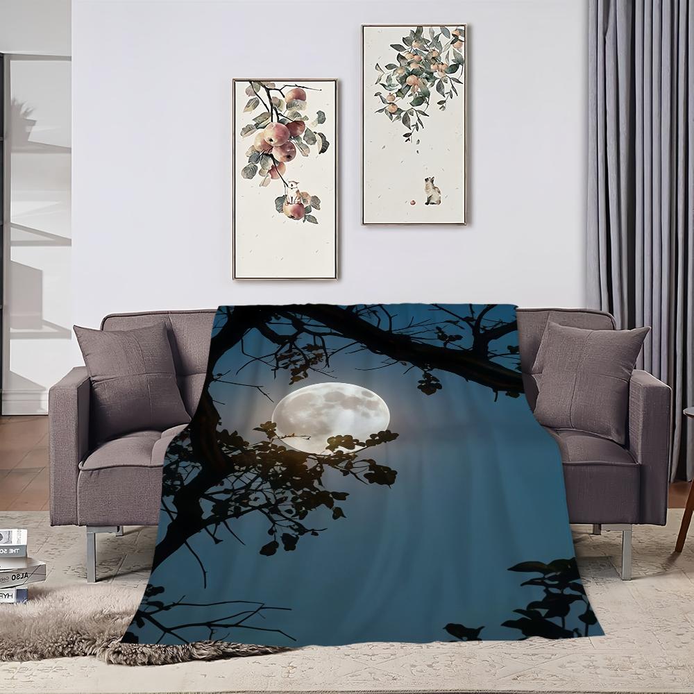 Internet Famous M Moon  Starry Night Blanket For Soft Throw Blanket for Picnic Bed Sofa Home Bedroom Cozy Warm Comfortable