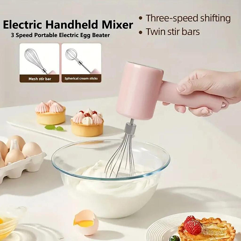 1PC Handheld Electric Egg Beater and Mixer - USB Charging, Portable Mixer with 3-speed Control, Suitable for Cakes, Cookies, and
