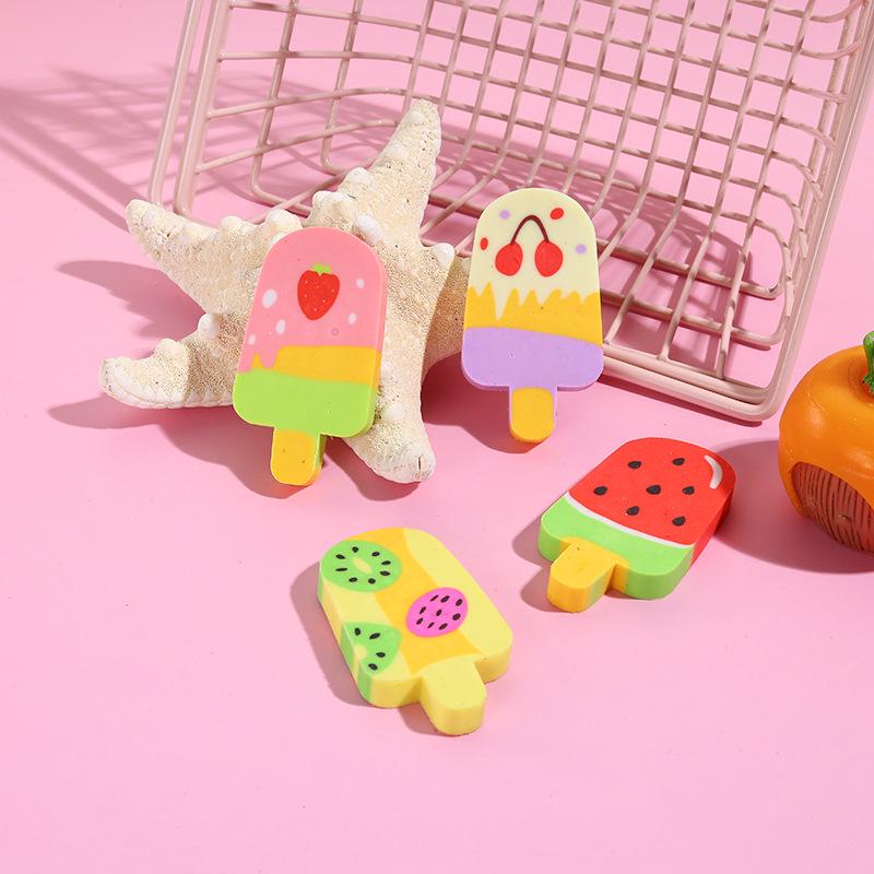 Creative Cute Fruit Cartoon Ice Cream Popsicle Eraser - Low-Dust Student Stationery