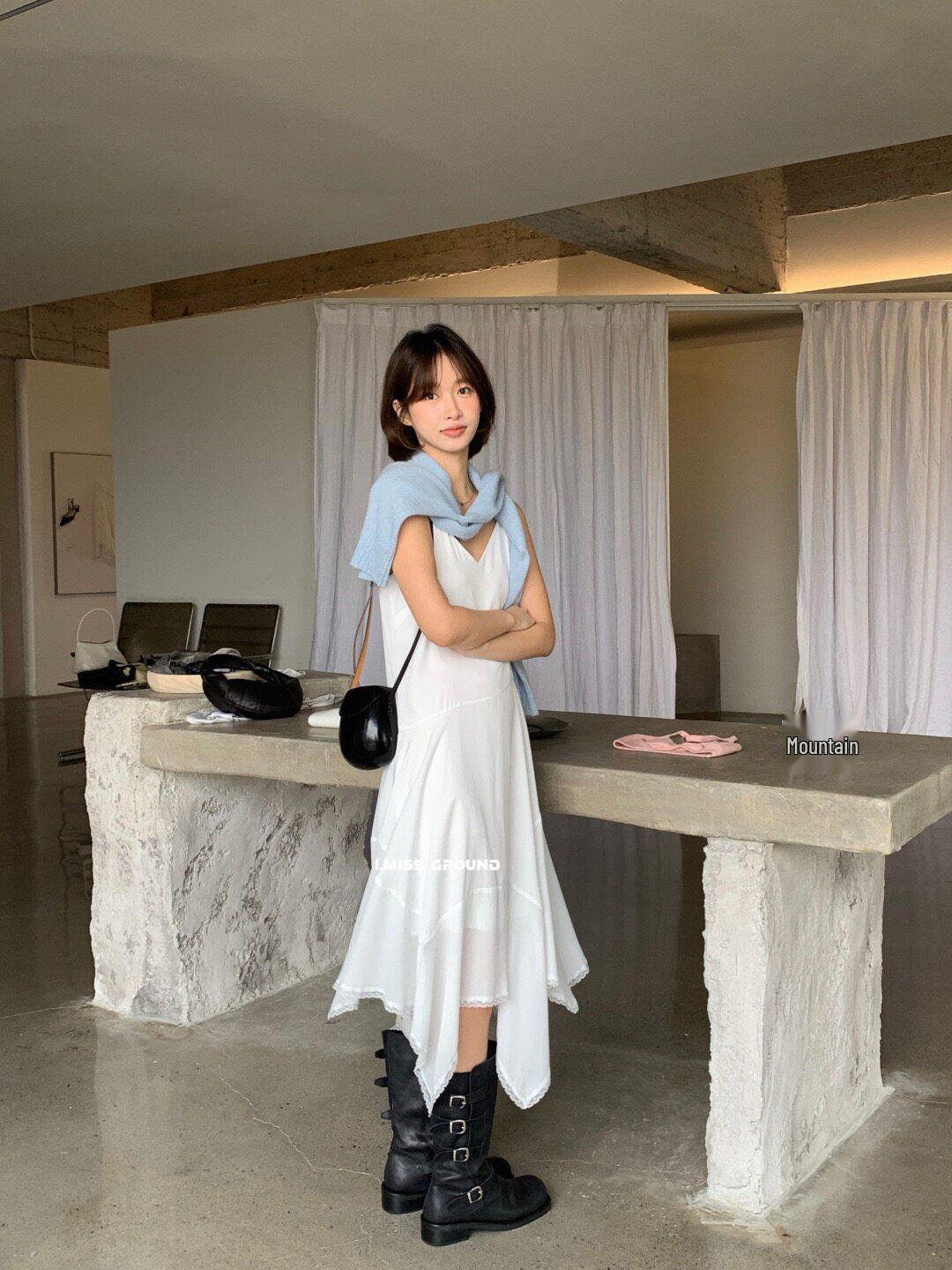I MISS Ethereal Ruffle Sleeveless Camisole Maxi Dress - Women s 2026 Spring French Holiday Collection One Size белый
