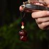 Cute Zodiac Horse Key Chain Cartoon Sandalwood Bag Pendant Handmade Rope Lanyard Chinese Style Key Ring Car Key Chain Pendant