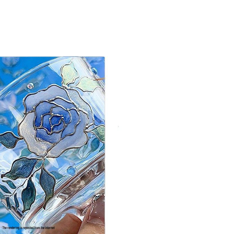 Rose Jasmine Moonlit Night Glass Paint Set with Osmanthus Scent and Gold Edge Hand-Painted Cup & Outlining Pen