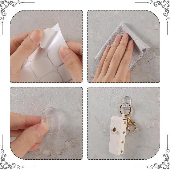 20-Pack Invisible Adhesive Hooks - Heavy Duty Clear Wall Hangers for Bathroom/Kitchen Organization, Damage-Free Removable Hooks for Towels, Utensils