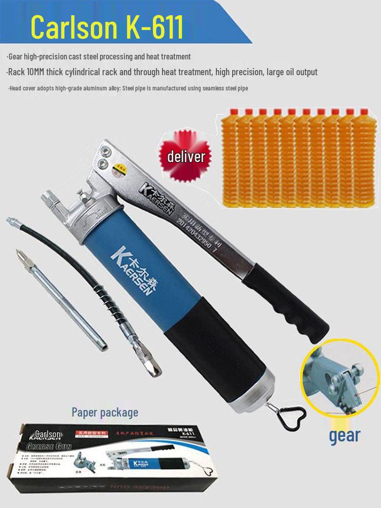 Carlson Zipper Grease Gun: Mini Excavator Chain Type Mechanical Lubricating Oil Bullet Gun