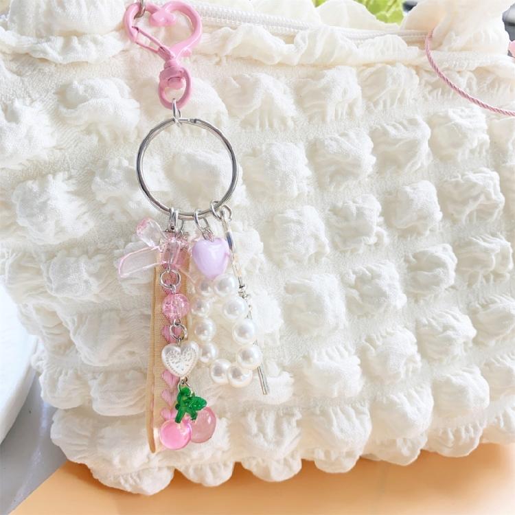 Sophisticated Hand Woven Key Holder with Pearls Beads Stylish Beaded Keychain Bag Pendant for Fashion Enthusiasts