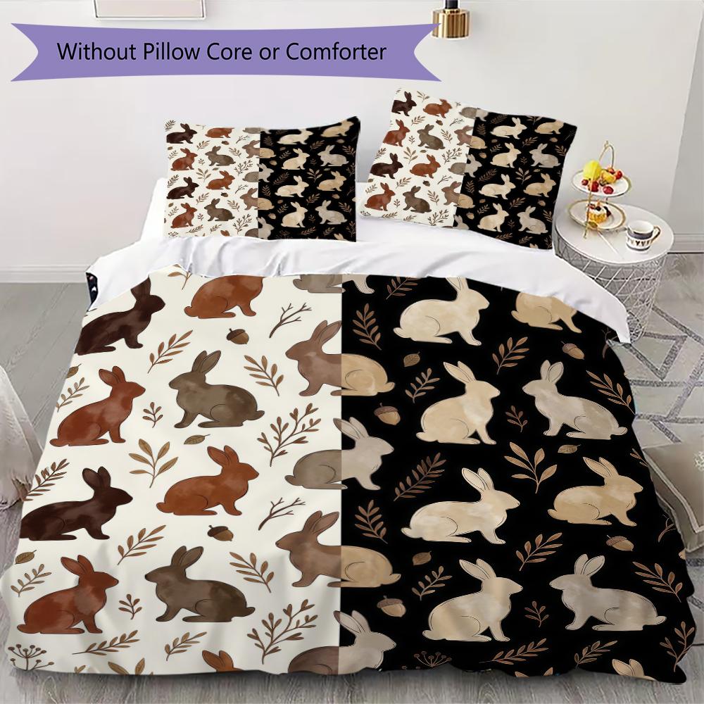Repeat Bunny Pattern Bedding uilt Set uilt Cover Pillowcase Home Decoration Birthday Gift (1 * duvet cover + 2 * pillowcase without core)