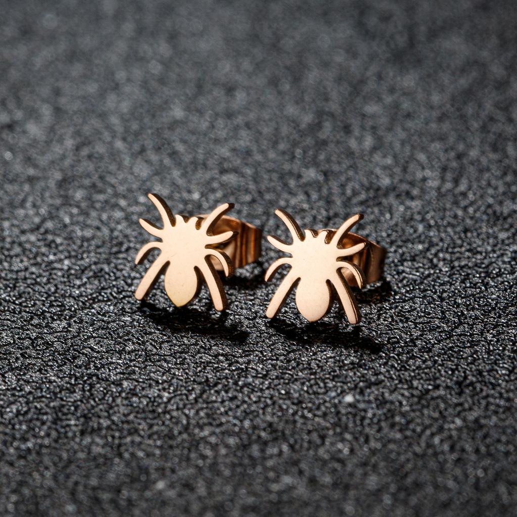 Cartoon Spider And Web Stainless Steel Stud Earrings For Women Punk Black Animal Bat Piercing Earings Halloween Party Gifts