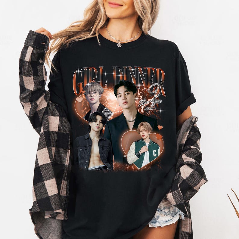 Jimin Park Vintage T-shirt, Girl Dinner Fans Homage Tee Hip Hop Streetwear Oversized Tshirt Short Sleeve Casual Clothing