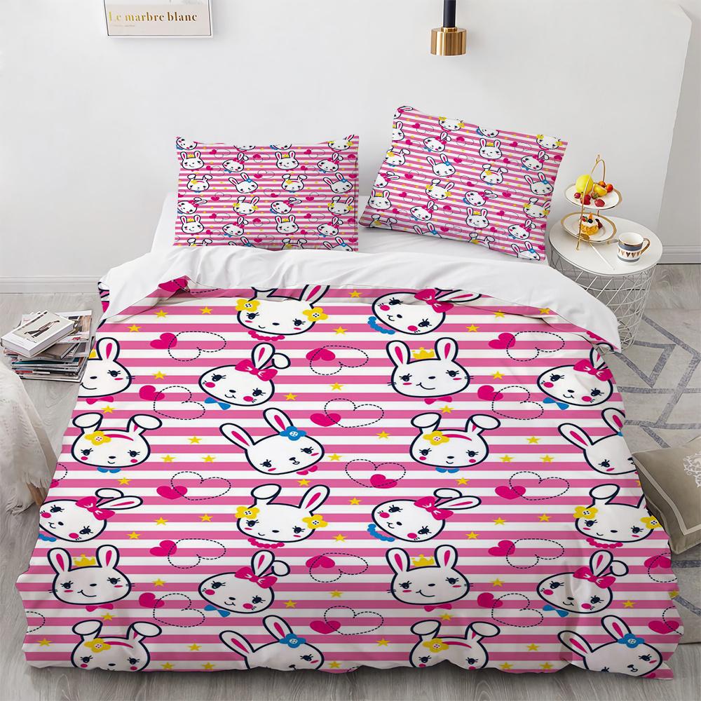 Cartoon Animals Duvet Cover Set Frog Fox Dog Cute Pattern King Queen Size Bedding Set Polyester Comforter Cover with Pillowcase