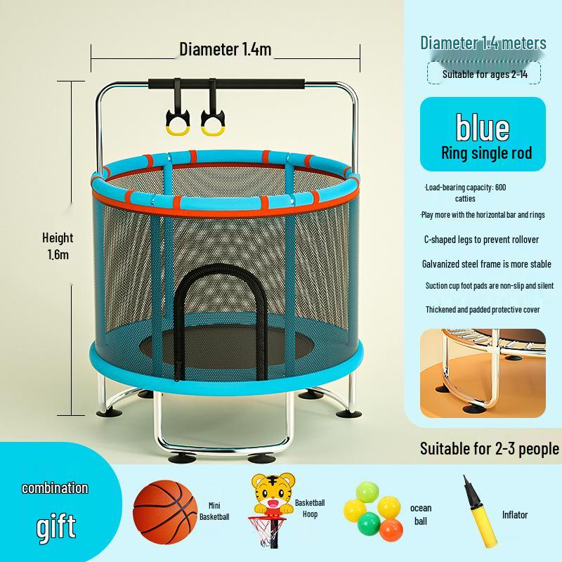 Indoor Family Trampoline with Safety Net for Kids and Adults