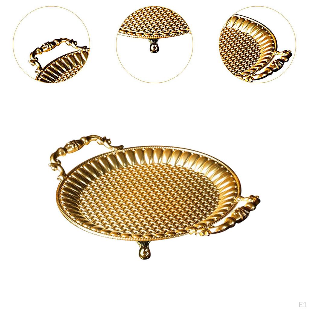 Fruit Plate Appetizer Platter Countertop Elegant Metal with Handles Serving Tray for Dinner Snacks