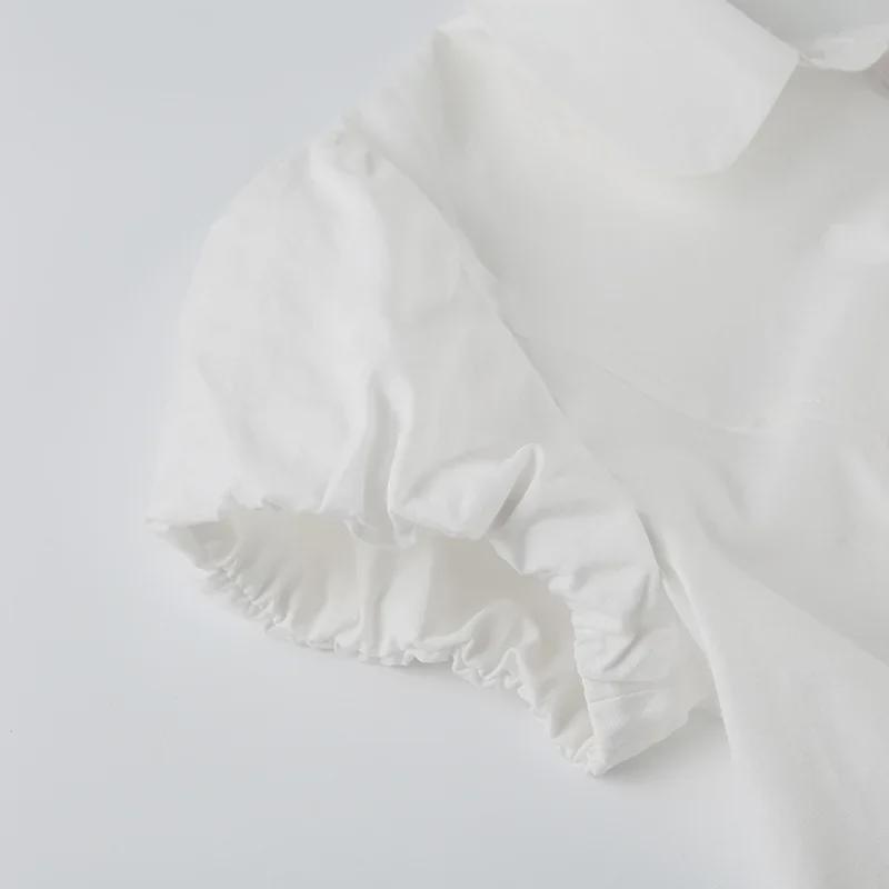 Bella's Chic Pleated Button-Down Short-Sleeve Lapel Top